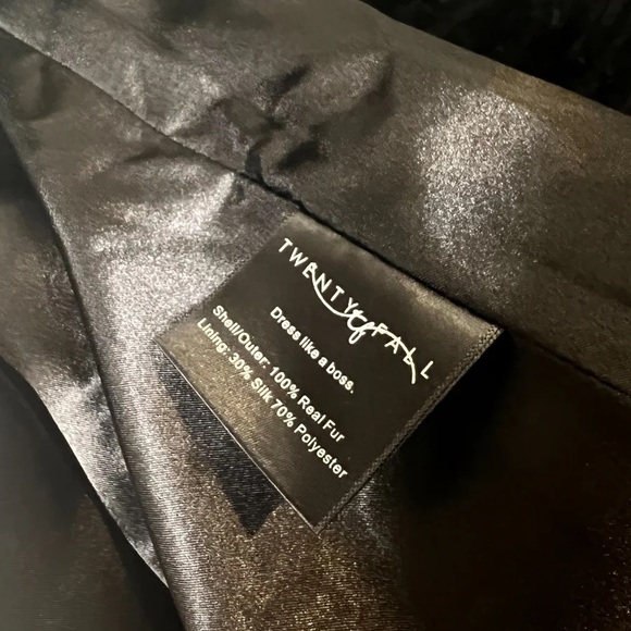 Nwt Twenty fall black genuine curly fur coat (Sz S) - Picture 4 of 5